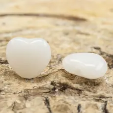 Glaspärla Hjärta 7,5x8 mm, Vit (20st)