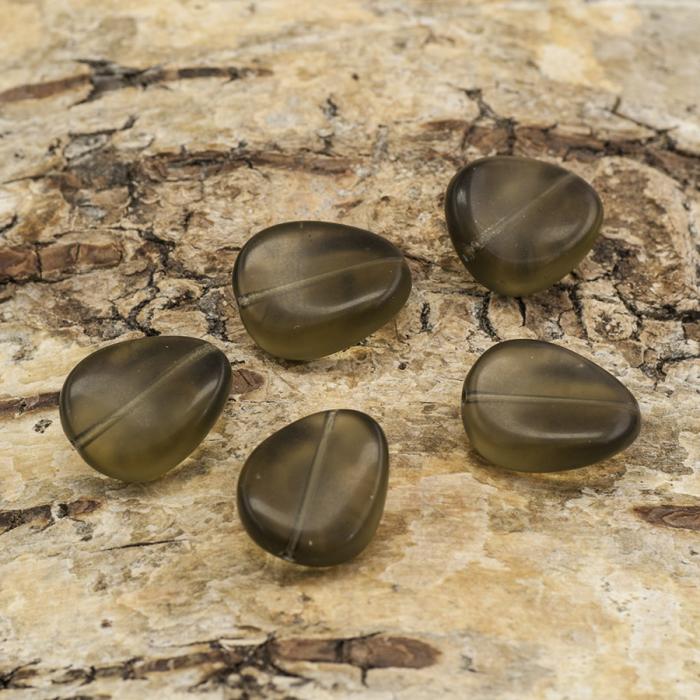 Glaspärla Vriden 11x13,5 mm, Grå (5st)