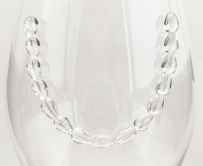 Glaspärla Droppe 6x8 mm, Klar (20st)