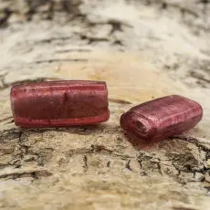 Glaspärla Avlång 11x24 mm, Mörkrosa (5st)