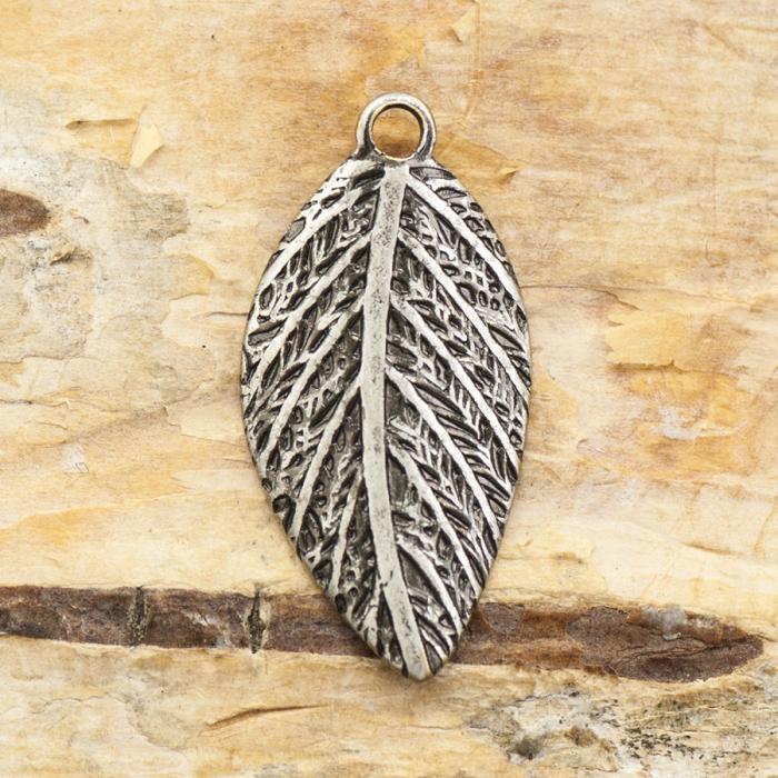 Hänge Löv 7,5x15 mm, Antiksilver (10st)