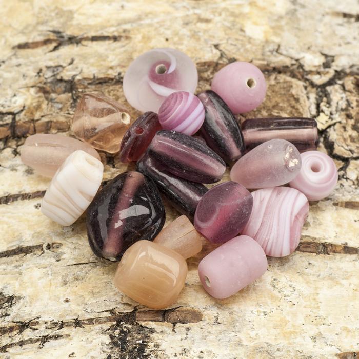 Glaspärlor mix, Rosa (100g)