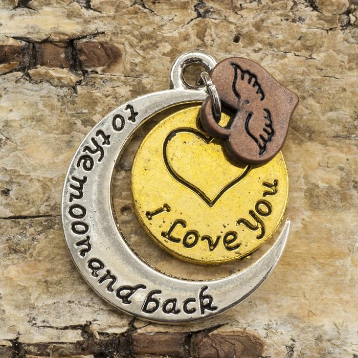 I Love You to the moon and back 21x25 mm, Mixfärgad (st)