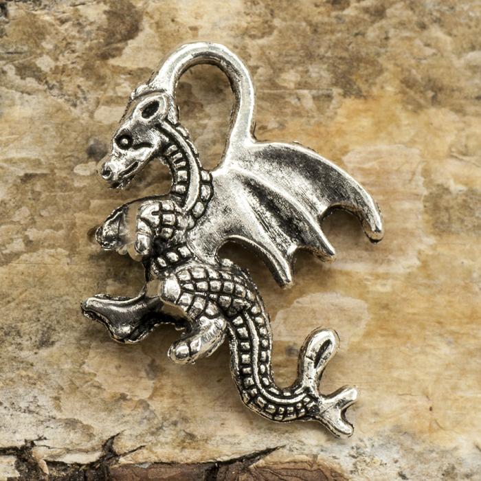 Berlock Drake 14x21 mm, Antiksilver (5st)