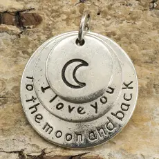 I L Y to the moon and back 22x25 mm, Antiksilver (st)
