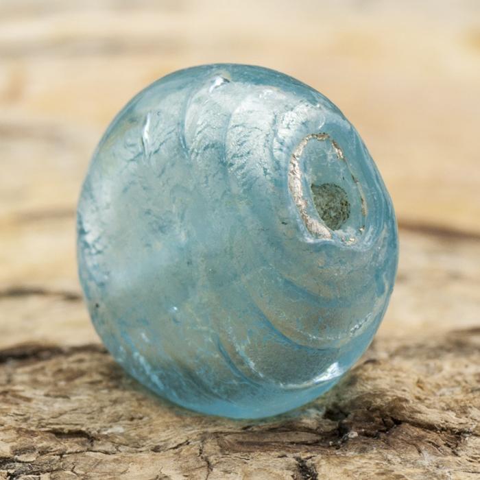 Glaspärla Puck 14 mm, Turkos (5st)