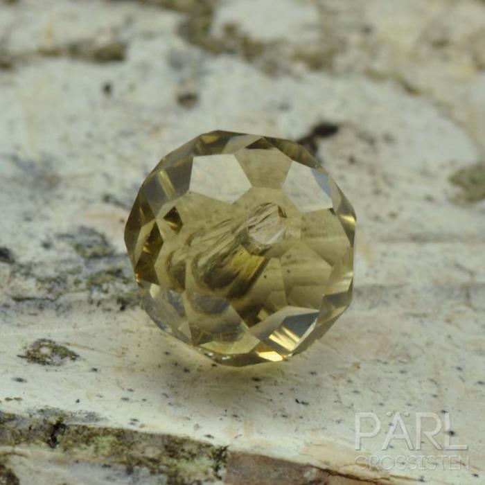 Glaspärla facetterad rondell 8x6 mm, Rökfärg (20st)