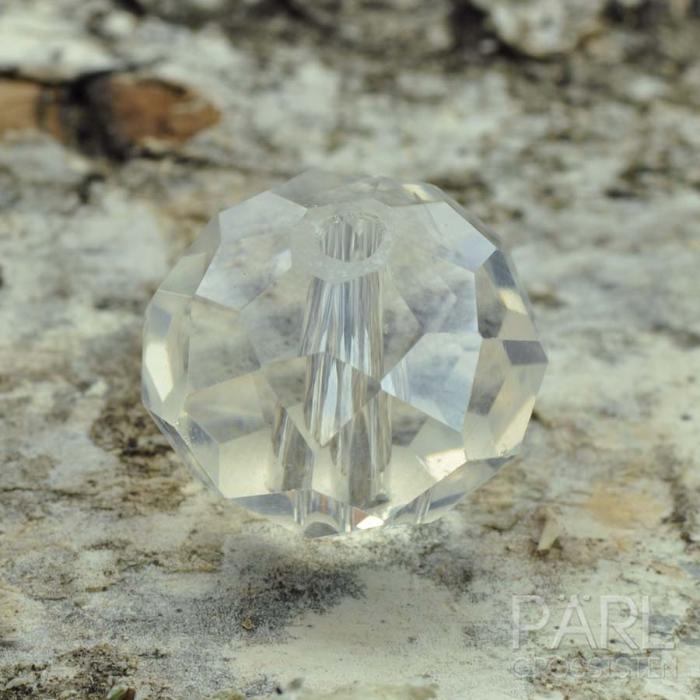 Glaspärla facetterad rondell 12x8 mm, Klar (5st)