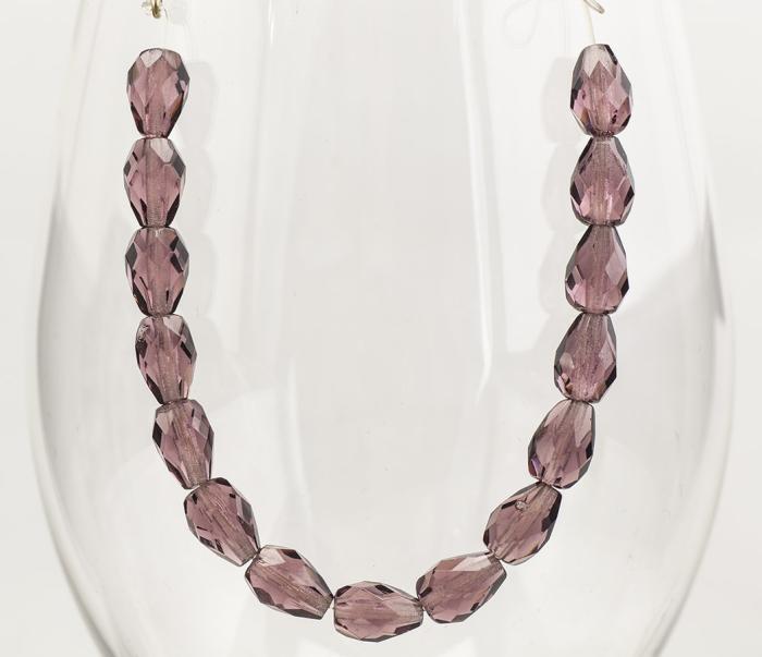 Facetterad Glasdroppe 7x9,5 mm, Lila (5st)