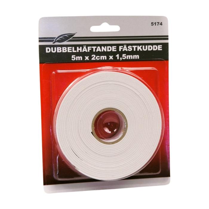 Dubbelhäftande tejp 5 m, Vit (st)