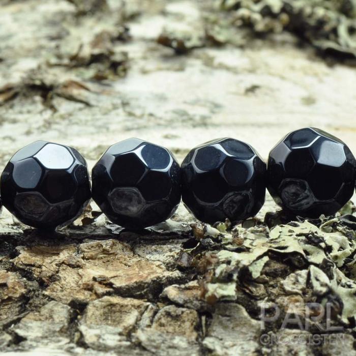 Glaspärla facetterad kula 8 mm, Hematit (20st)