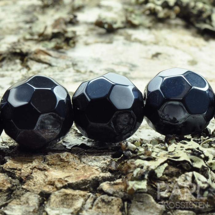 Glaspärla facetterad kula 10 mm, Hematit (10st)