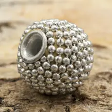 Metallpärla Dekor 16 mm, Silver (st)