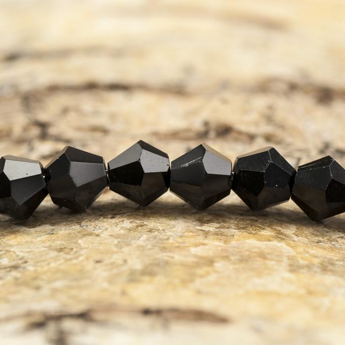Glaspärla bicone 6 mm, Svart (20st)