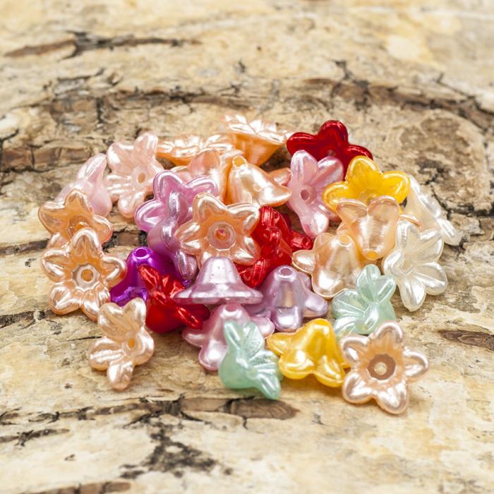 Pärlhållare Pärlblommor 5x10 mm, Mix (30st)