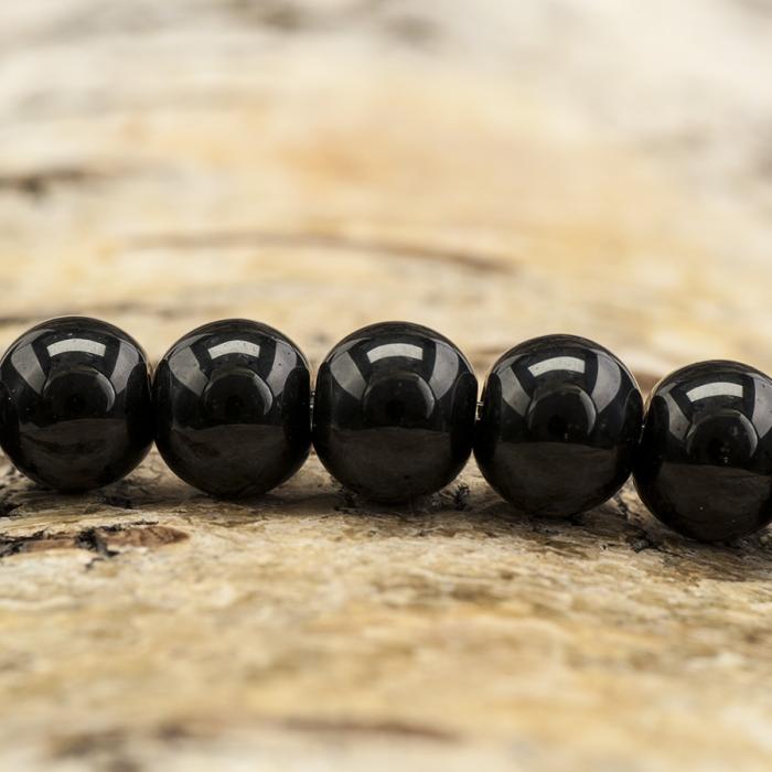 Vaxad glaspärla 8 mm, Svart (20st)