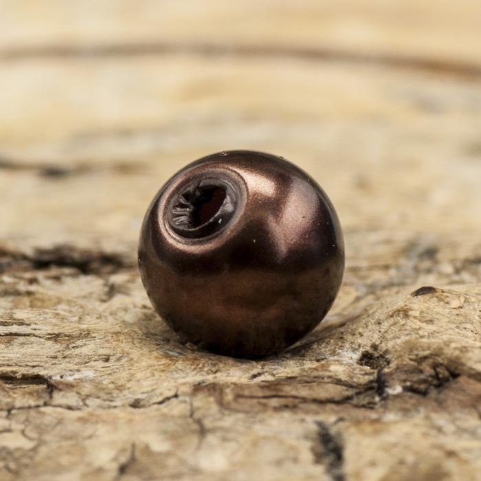Vaxad glaspärla 6 mm, Mörkbrun (40st)