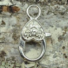 Lås Hjärta karbinhake 25x13 mm, Silverfärg (st)