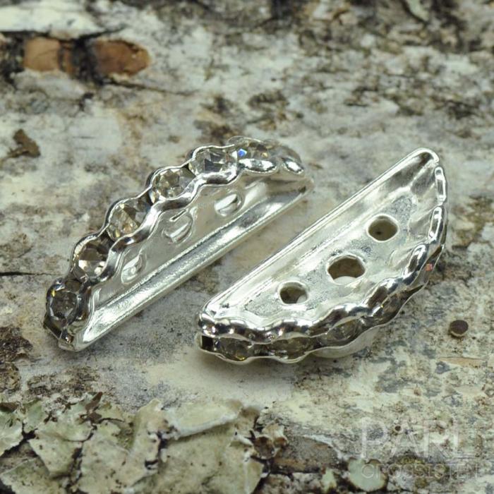 Avdelare halvmåne med strass, Silverfärg (4st)