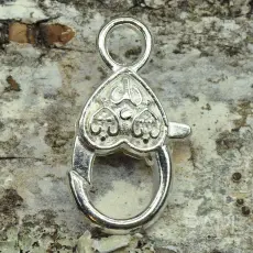 Lås Hjärta karbinhake 25x13 mm, Silverfärg (st)