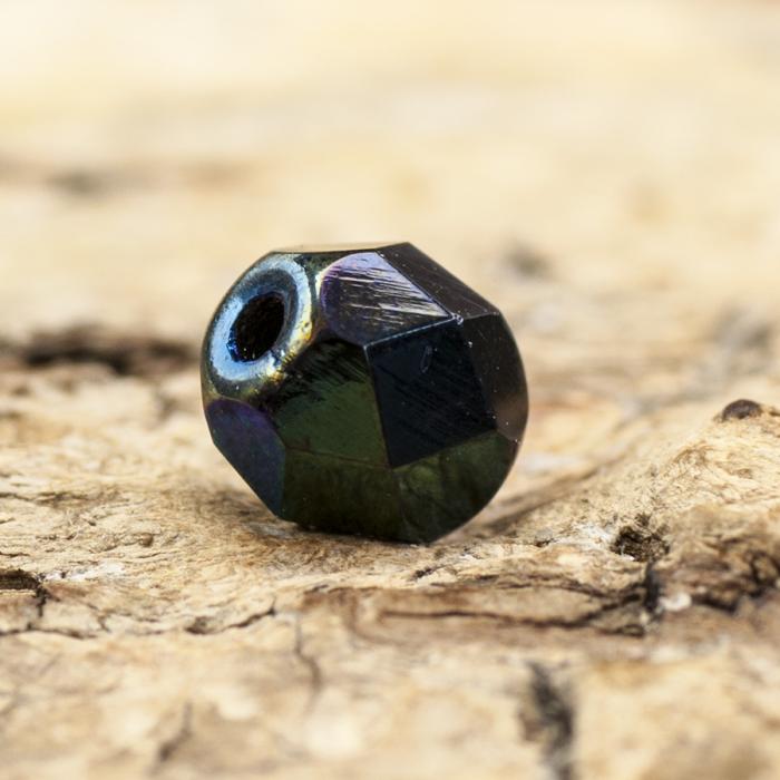 Glaspärla facetterad 4,5x5 mm, Blåsvart AB (25st)