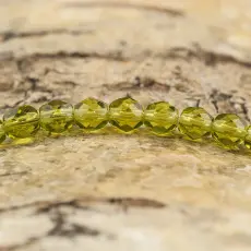 Glaspärla facetterad 4,5x5 mm, Olivgrön (25st)