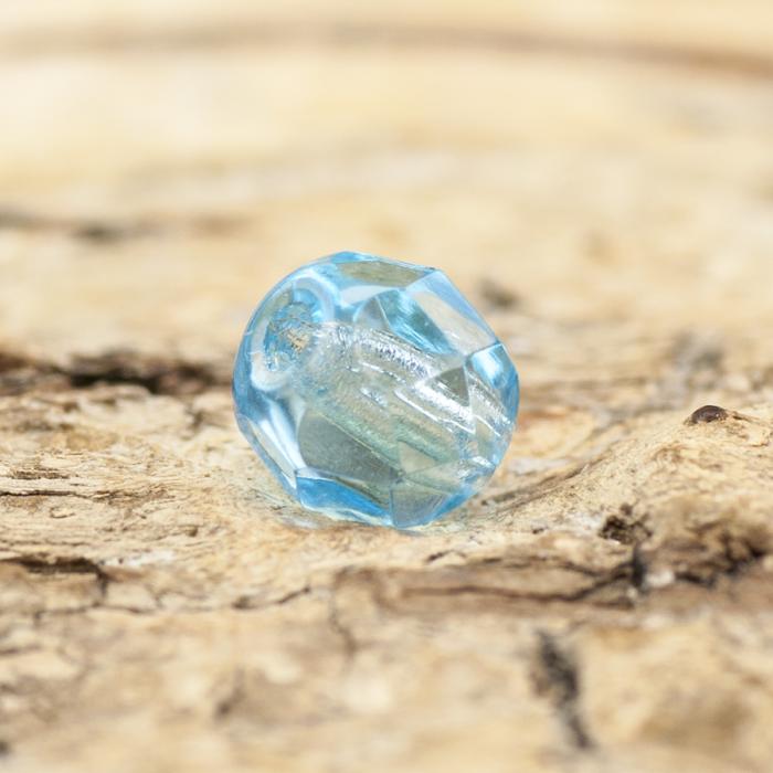 Glaspärla facetterad 4,5x5 mm, Himmelsblå (25st)