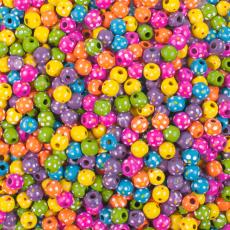 Träpärlor prickiga 10 mm, Färgmix (770 st)