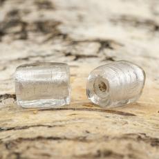 Glaspärla Rätblock 9x12 mm, Silverfärg (5st)