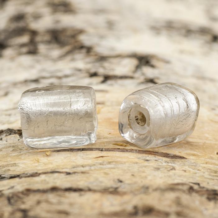 Glaspärla Rätblock 9x12 mm, Silverfärg (5st)