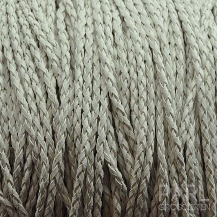Flätad läderimitation 3 mm, Vit (meter)