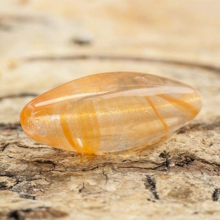 Oval Glaspärla 7x19 mm, Orange/Klar (5st)