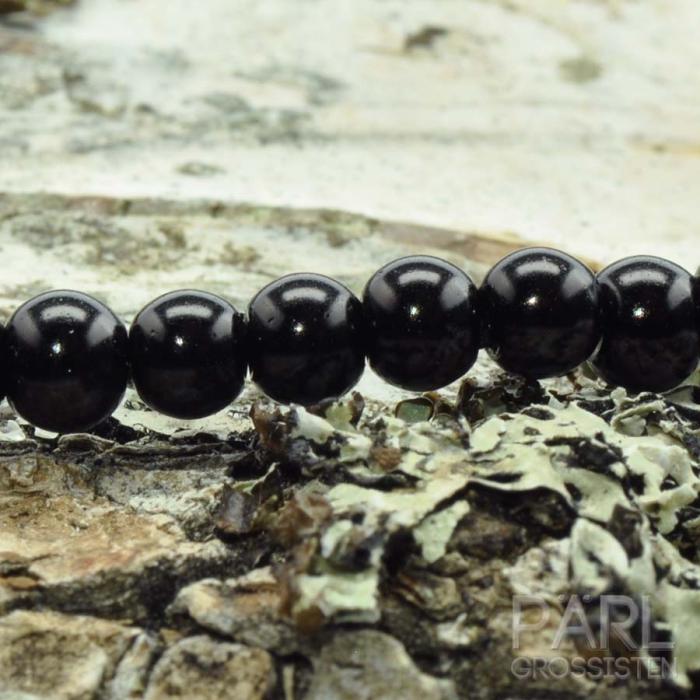 Vaxad glaspärla 4 mm, Svart (60st)