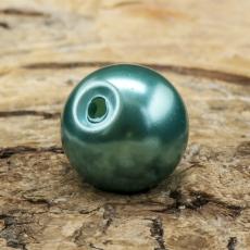 Vaxad glaspärla 10 mm, Mörk turkos (10st)