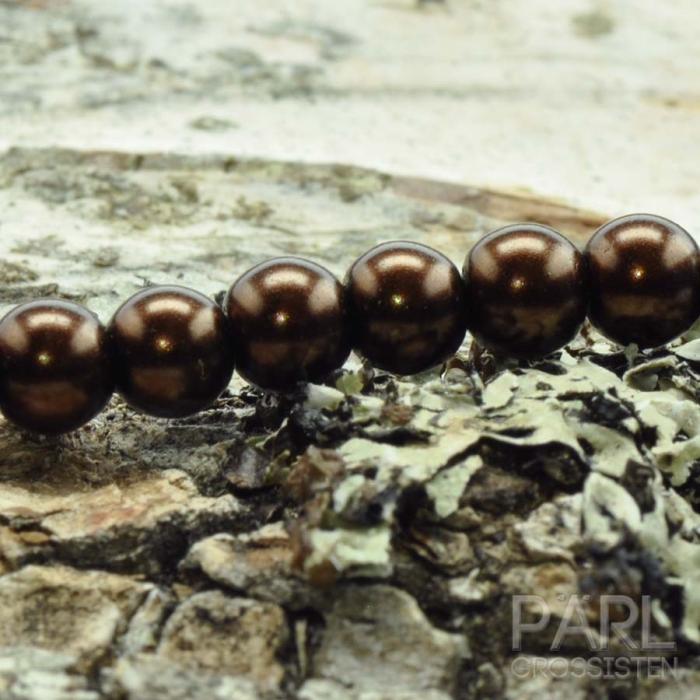 Vaxad glaspärla 4 mm, Mörkbrun (60st)