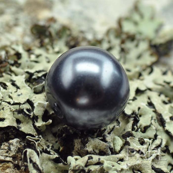 Vaxad glaspärla 10 mm, Metallgrå (10st)