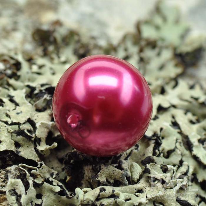 Vaxad glaspärla 10 mm, Hallon (10st)