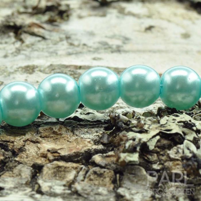 **********Vaxad glaspärla 6 mm, Ljus turkos (40st)