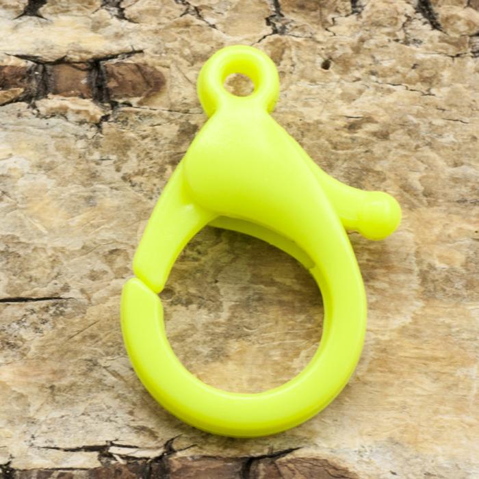 Karbinhake i plast 25x17 mm, Neongul (2st)