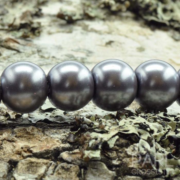 Vaxad glaspärla 8 mm, Silver (20st)