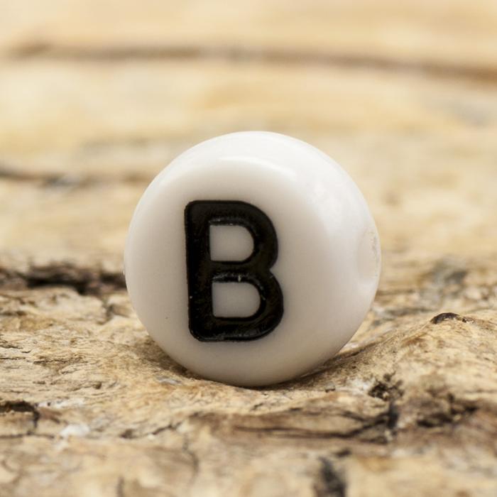 Bokstavspärla B 7 mm, Vit (25st)