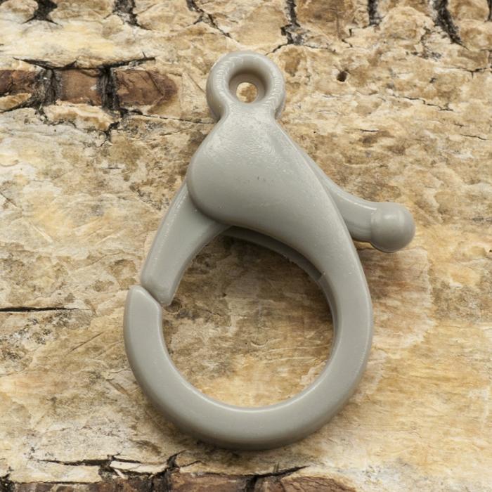 Karbinhake i plast 25x17 mm, Grå (2st)