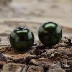 Vaxad glaspärla 6 mm, Mörkgrön (40st)