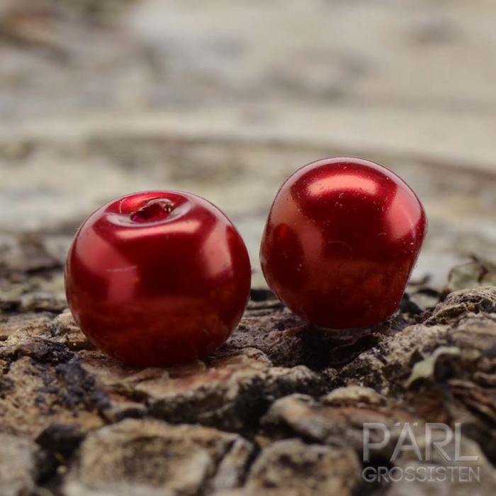 Vaxad glaspärla 6 mm, Jordgubb (40st)