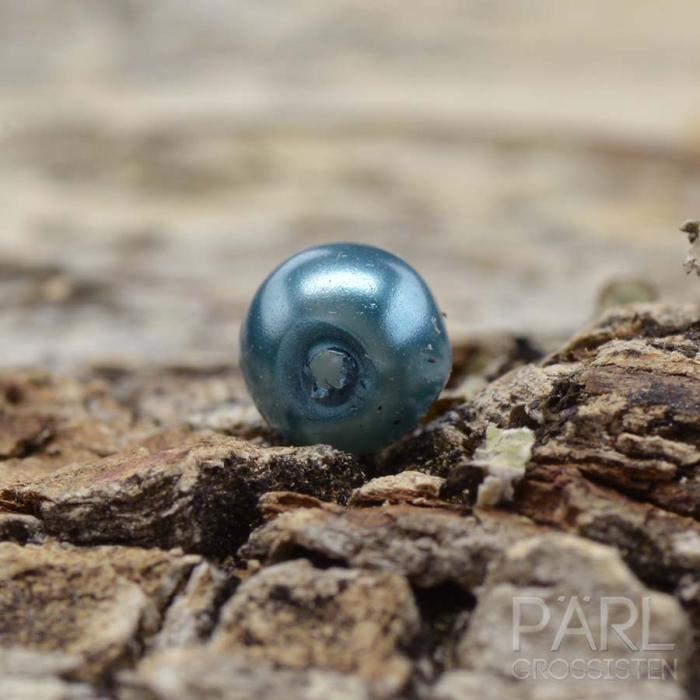Vaxad glaspärla 4 mm, Mörkturkos (60st)
