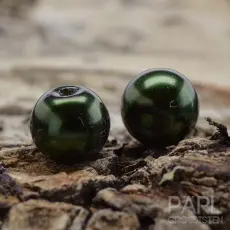 Vaxad glaspärla 6 mm, Mörkgrön (40st)
