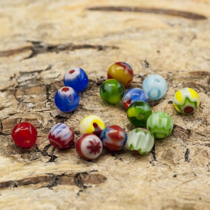 Glaspärla Millefiori 4 mm, Färgmix (15st)