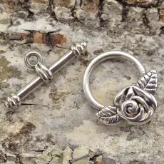 Stavlås med ros, Antiksilver (2st)