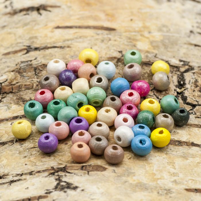 Träpärla 5x7 mm, Pastellmix (50st)