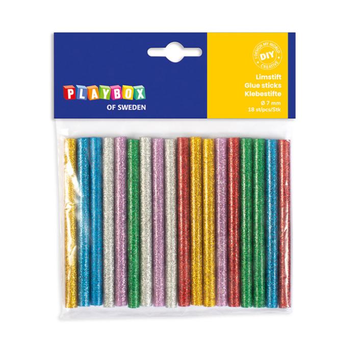 Limstift med glitter Ø 7 mm, Genomskinlig (18st)